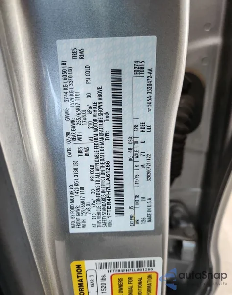 2020 Ford Ranger Xl z USA, uszkodzony, nr VIN 1FTER4FH7LLA61266